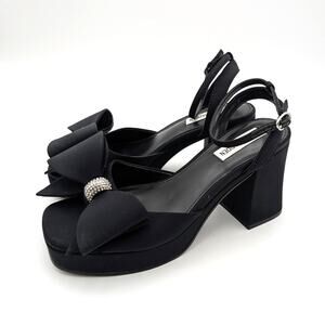 Steve Madden Aerin Bow Platform Sandals Women's Black Size US8M EU38.5